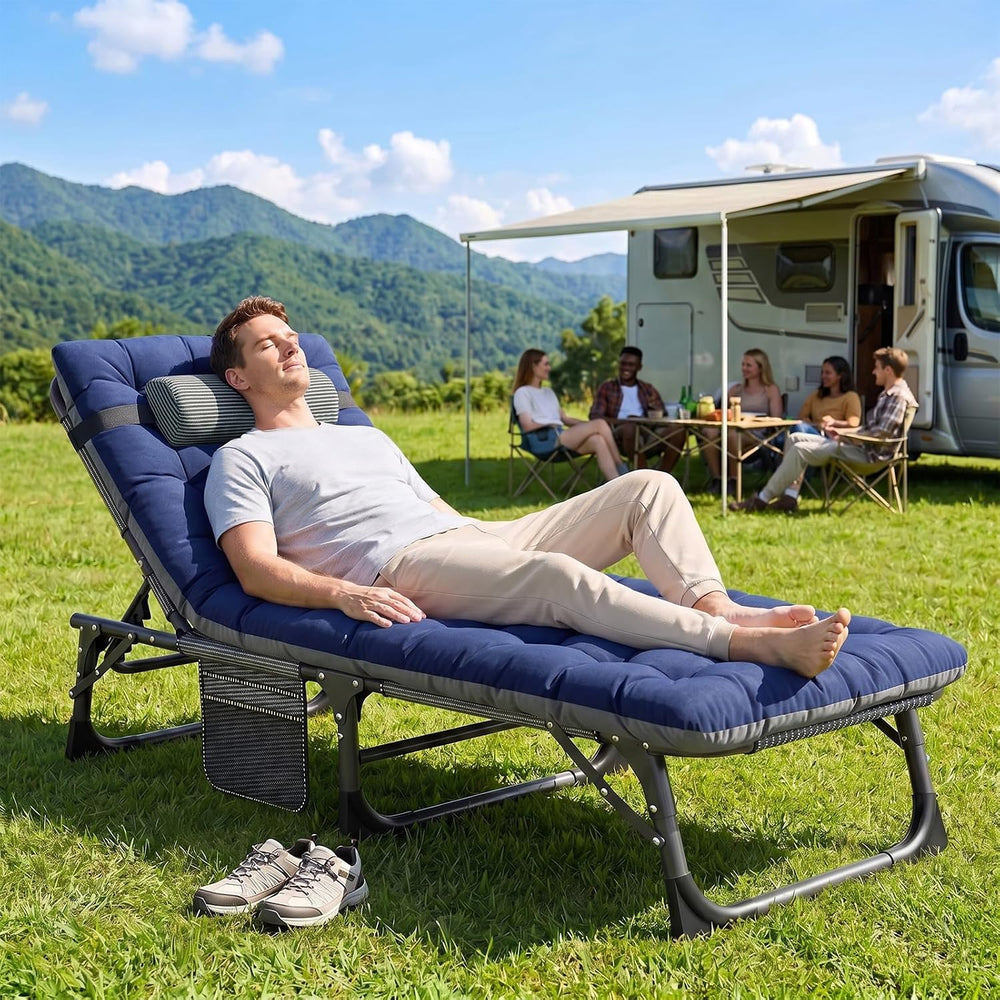 ABORON Patio Lounge Chair, Folding Adjustable Chaise Chair, Max 450LB Load