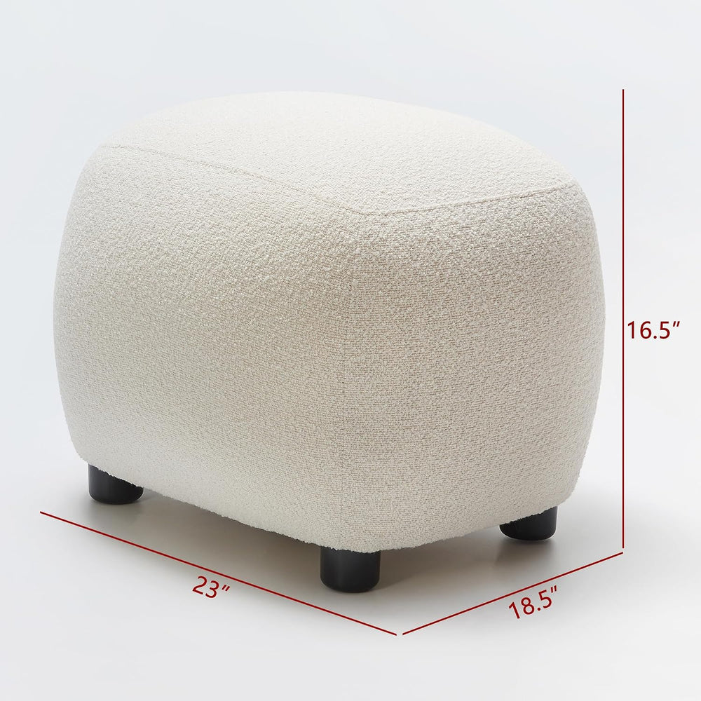 KINWELL Round Boucle Upholstered Ottoman Chair Padded Seat Footstool, Beige |...