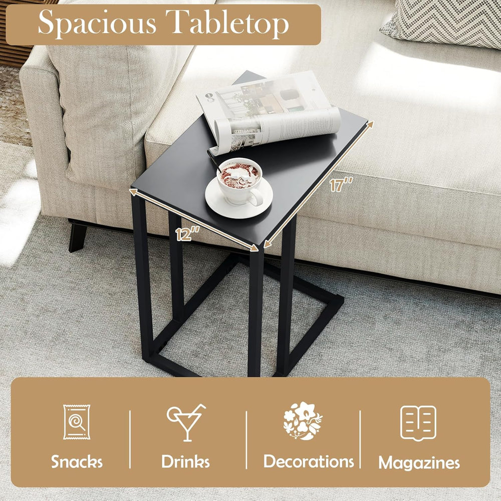 Tangkula C-Shaped End Table, Modern Small TV Tray with Metal Frame, Adjustabl...