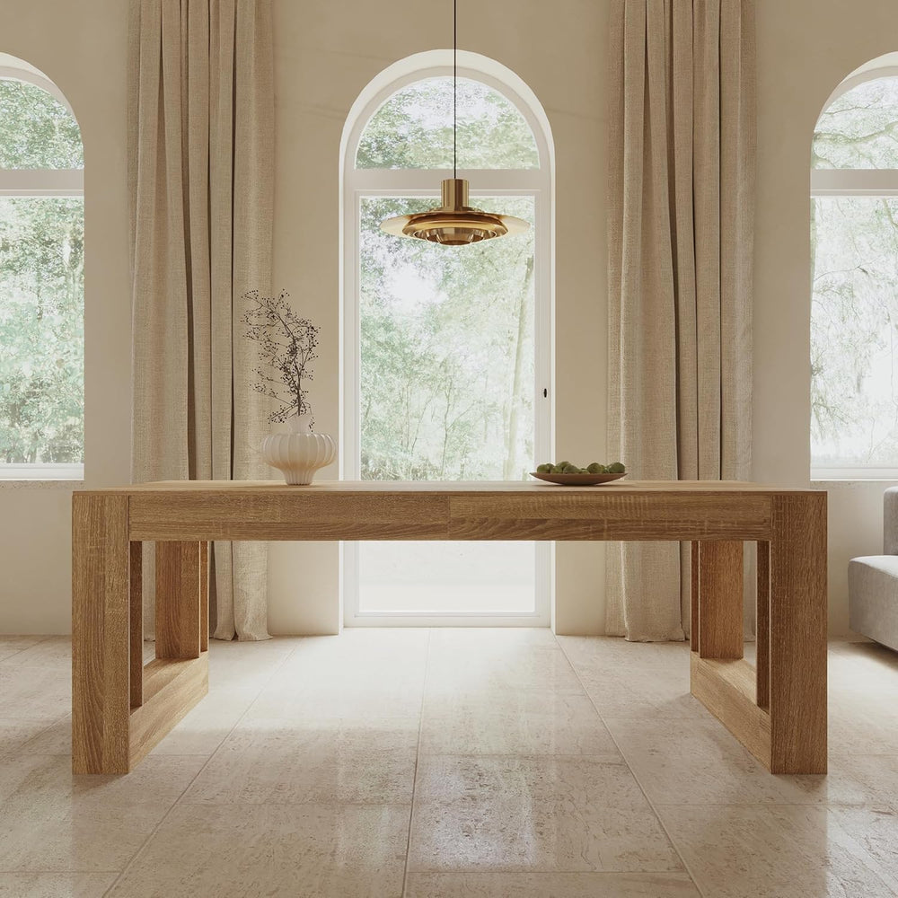 FUFU&GAGA Large Farmhouse Dining Table for 6-8 People, 78.7” Rectangular ...