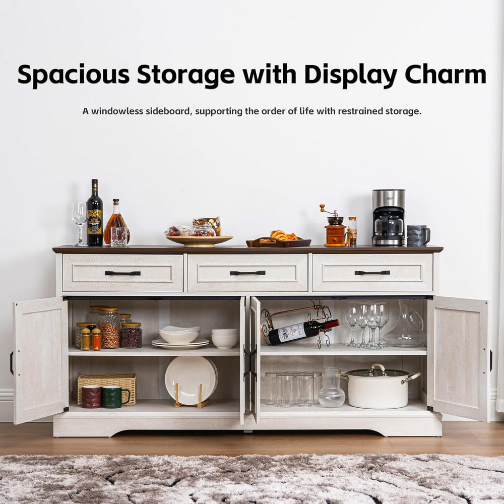66" Large Sideboard Buffet Cabinet with Storage, Farmhouse Buffet Table ...