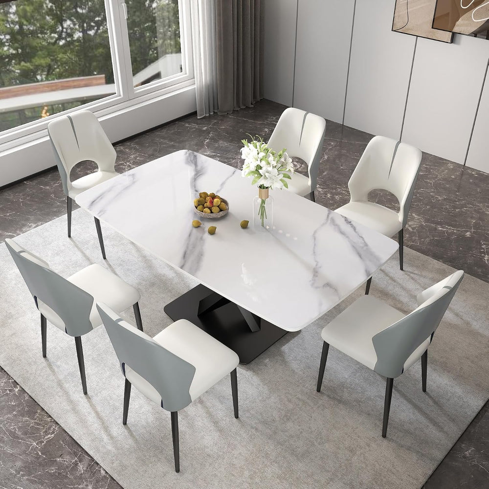 Upholstered Dining Chairs Set of 6, Modern PU Leather Dining Room Kitchen Sid...