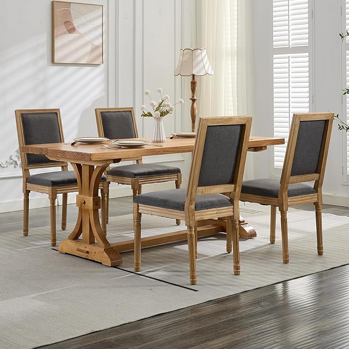 French Country Dining Chairs Set of 6, Gray Kitchen & Dining Room Chairs ...