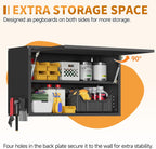 Metal Garage Wall Cabinet with Up-Flip Door, Black Float Tool Cabenit with Adjustable Shelf,Upper Storage Cabinets with Pegboard for Kitchen,Garage,Workshop,Warehouse (19.7" H,Black)