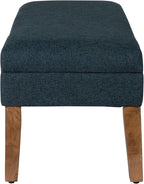 Homepop Home Decor | Upholstered Decorative Storage Ottoman Bench | Ottoman Bench with Storage for Living Room & Bedroom | Decorative Home Furniture, Navy Large
