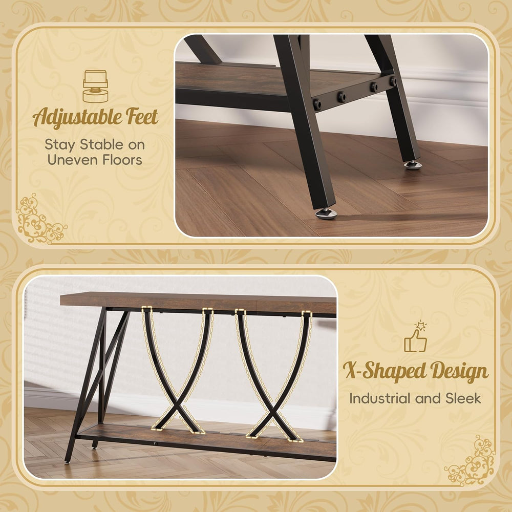 JUSTOGO Narrow Console Table for Entryway, Long Sofa Table, Rustic Brown | 70...