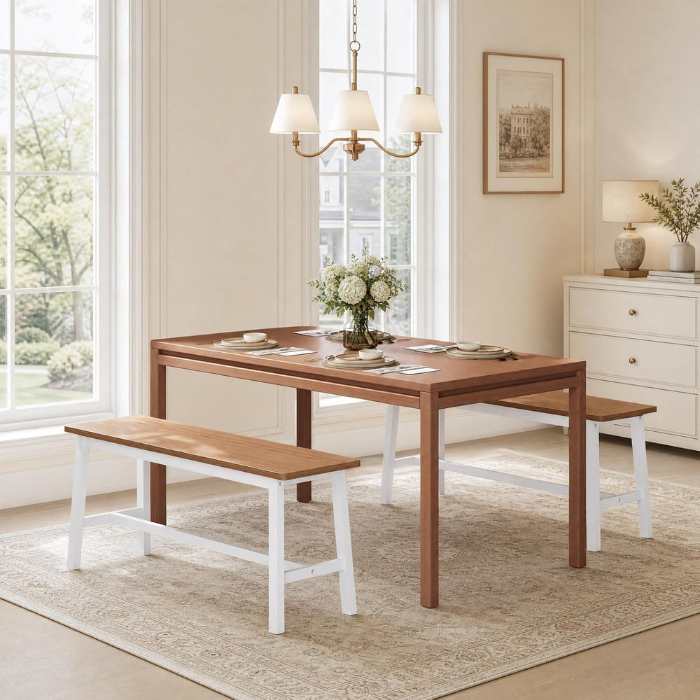 HOOBRO 39.3'' Bamboo Dining Bench, Farmhouse Kitchen Table Bench, Kit...