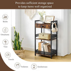 FAVOOSTY Bathroom Ladder Shelf, 3-Tier Bathroom Floor Storage Shelf with Drawer, Freestanding Towel Shelf, Bookcase End Table Open Shelving Unit for Living Room,Balcony, Rustic Brown