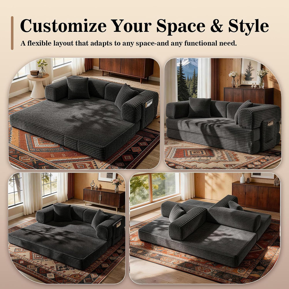 AUGOP Futon Sofa Bed Couch for Living Room,Pull Out Couch with Sleeper Sofa,D...