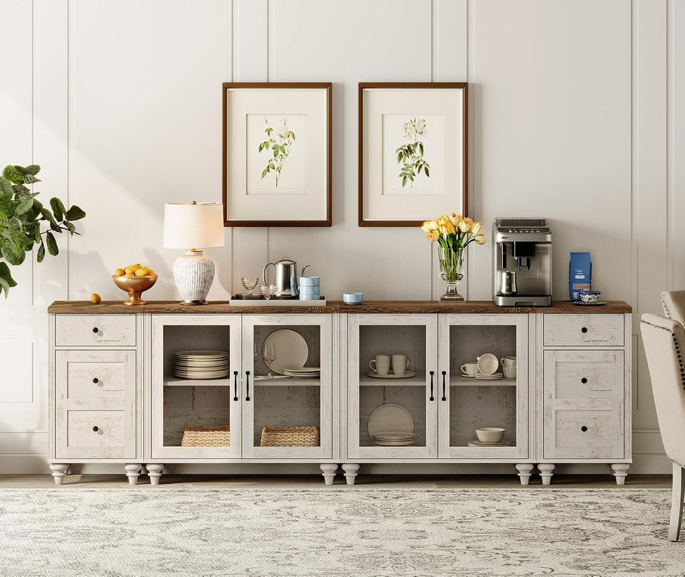 WAMPAT Sideboard Buffet Cabinets with 4-Glass Door, Kitchen Storage Cabinets ...