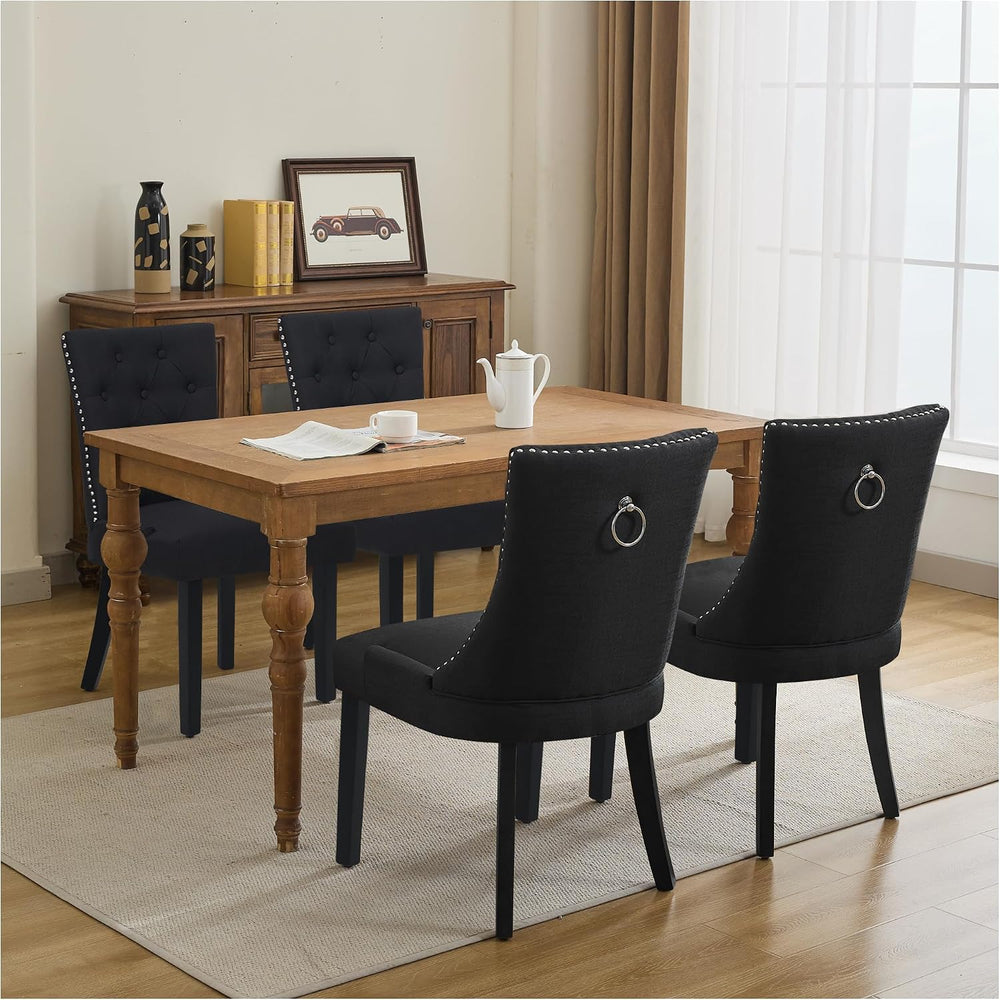 Dining Chairs Set of 4, Modern Kitchen Chairs with Back, Black