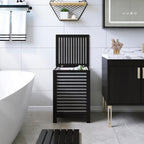 SMIBUY Double Laundry Hamper with Lid, 120L Bamboo Laundry Basket with Removable Liner Bag, 2-Section Clothes Divider Laundry Sorter for Laundry Room, Bathroom, Bedroom (Black)