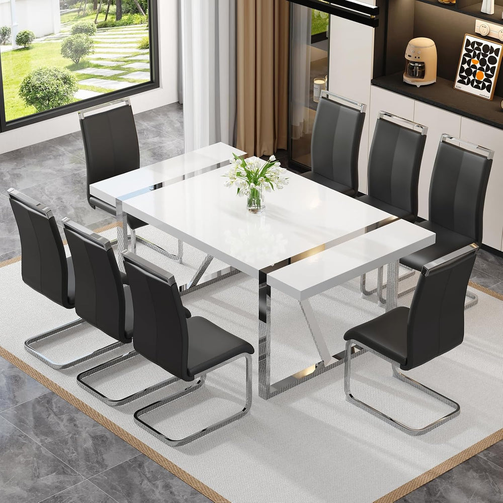 Ebullient Dining Table Set for 8，Modern 9 Piece Dining Room Chairs Set