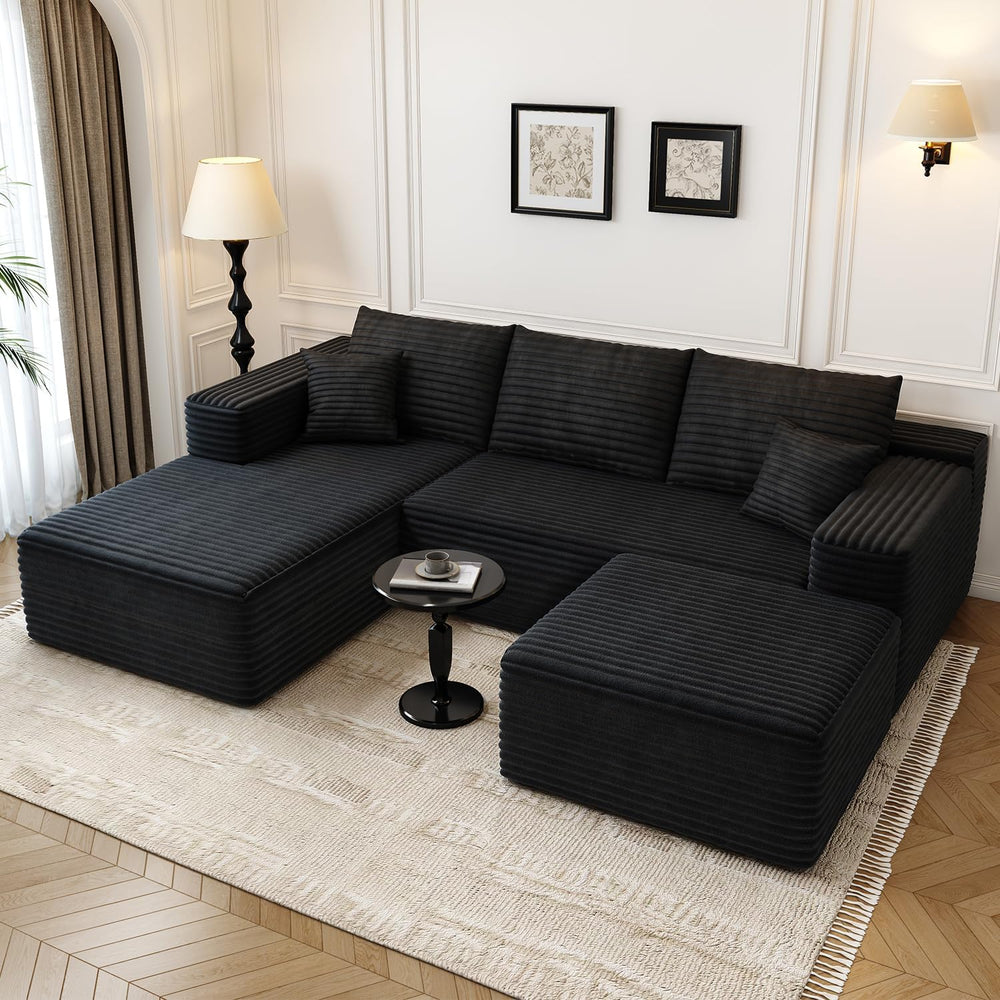 107.5" Cloud Modular Sectional Sofa with 1 Ottoman,Modern Minimalist Uph...