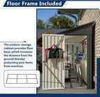 Outdoor Metal Storage Shed 4 x 8 ft, Garden Shed Lean to shed for Bike, Tool Outside Shed with Floor Base, Lock, Door for Backyard, Patio, Lawn, Black
