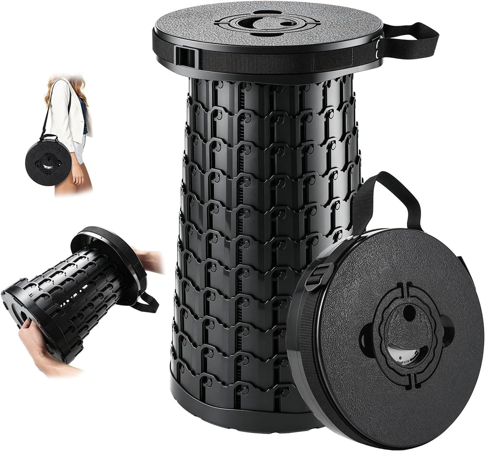 800 lb Portable Collapsible Travel Stool for Adults-Black + Stool