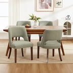 Dining Chairs Set of 4,Modern Dining Room Chairs with Thick Cushions,Upholstered Linen Fabric Kitchen Chairs for Kitchen Dining Room Green