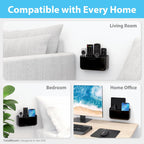 TotalMount Hole-Free Remote Holder – Eliminates Need to Drill Holes in Your Wall (Premium Black Holder for 3 or 4 Remotes)