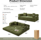 MoonSpeak 78.8''Sleeper Couch Bed for Livingroom,Convertible Modular Sofa with Armrest Pillow,Modular Foldable Corduroy Couches in a Box,No Assembly (Green)