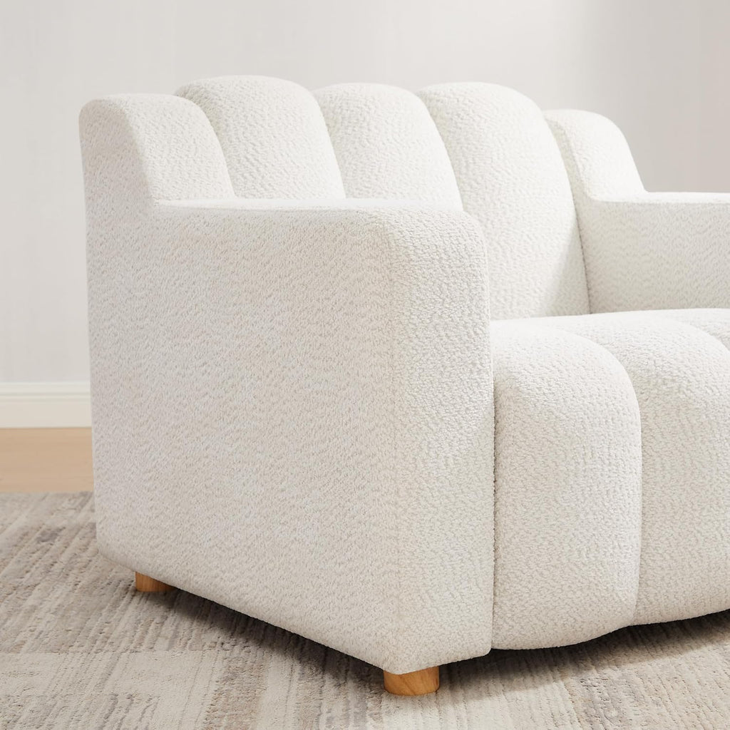 Oversized Accent Chair, Modern Living Room Chairs, Boucle White | Cloud Comfort, Upholstered Armchair, Ergonomic Design, Comfy Reading Chair for Bedroom, Office, Waiting Room