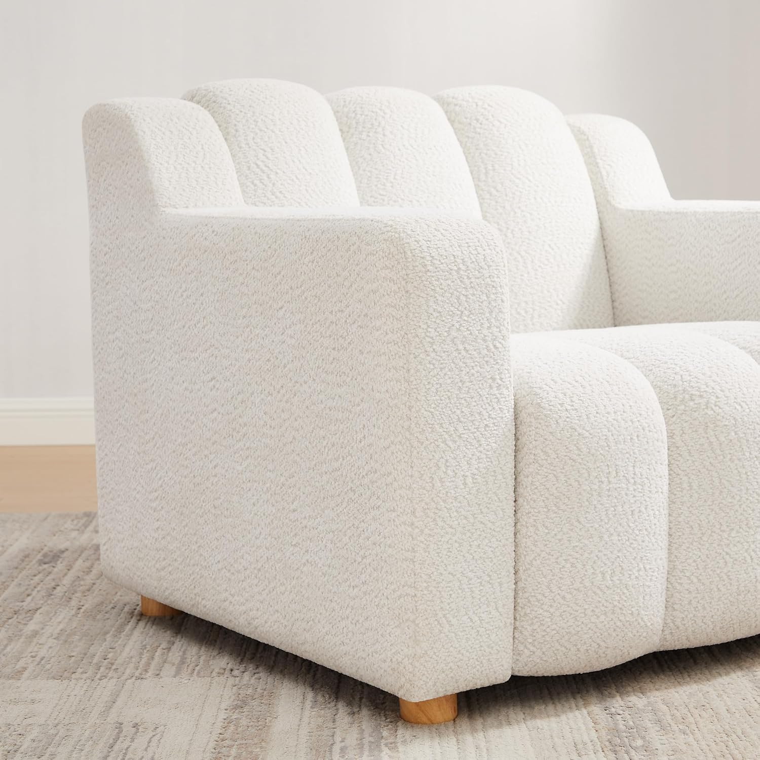 Oversized Accent Chair, Modern Living Room Chairs, Boucle White | Cloud Comfort, Upholstered Armchair, Ergonomic Design, Comfy Reading Chair for Bedroom, Office, Waiting Room