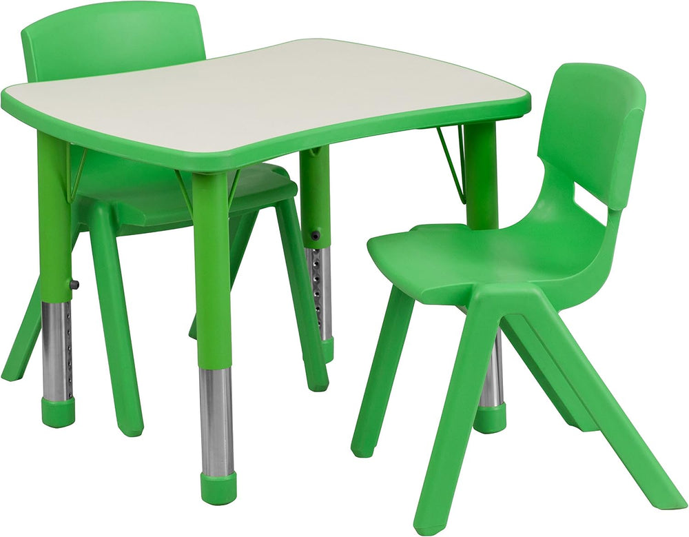 EMMA + OLIVER Green Activity Table Set with 2 Chairs | Plastic Top, Easy Asse...