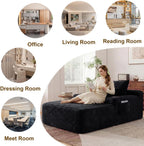 65" Oversized Chaise Lounge Chair Indoor, Boneless Chaise Lounge Chair with Cup Holders Side Pockets 3 Pillows, Cloud Corduroy Chaise Sofa Bed Sleeper Couches for Living Room No Assembly Require,Black