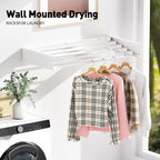 Wall Mounted Clothes Drying Rack, Extending Laundry Rack, Wall Mount Laundry Drying Rack Folding Indoor, 60lbs Capacity (5 Drying Rods, White 31.5")