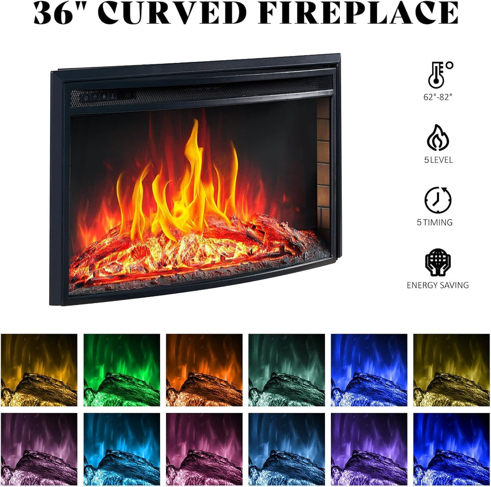 AMERLIFE Farmhouse Living Room Table Set of 4, Include 70" Fireplace TV ...