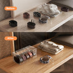 Acrylic Belt Organizer Holder for Closet with Dust Cover Lid - Clear Storage Display Case for Drawer - 5 Compartments
