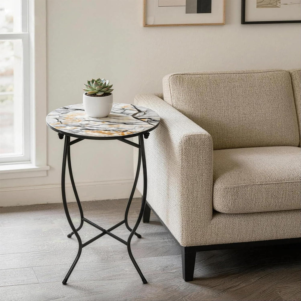 Indoor Side Table for Small Space, Versatile 21 Inch Tall Round Side Table fo...