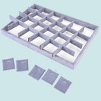 Mornajina 24 Grids Stackable Jewelry Tray Organizer with Removable Dividers, Velvet Jewelry Display Tray for Earrings Necklaces Bracelet Rings Display Showcase - Grey