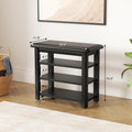 Shoe Rack Bench with Leather Cushion 3-Tier Shoe Rack Organizer for Entryway Hallway or Living Room Farmhouse Rustic Wooden Seat Bench Black 11.8" Dx23.6 Wx20.4 H