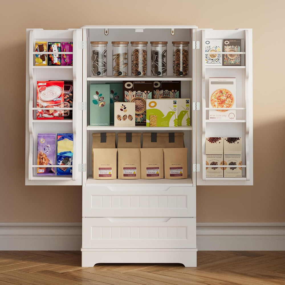 Gizoon Kitchen Pantry Cabinet with Drawers for Ding Room, 47" Small Food...