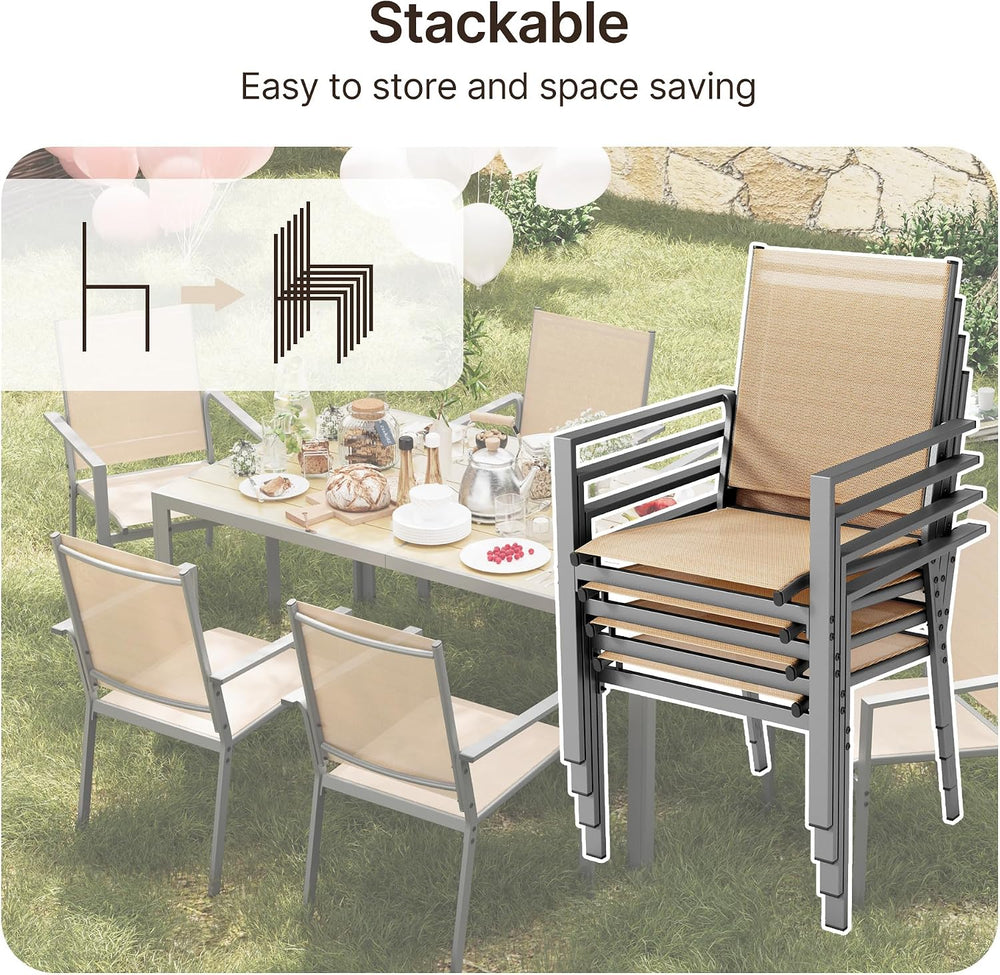 Ahomly Patio Table and Chairs Set for 6, Outdoor Dining Set