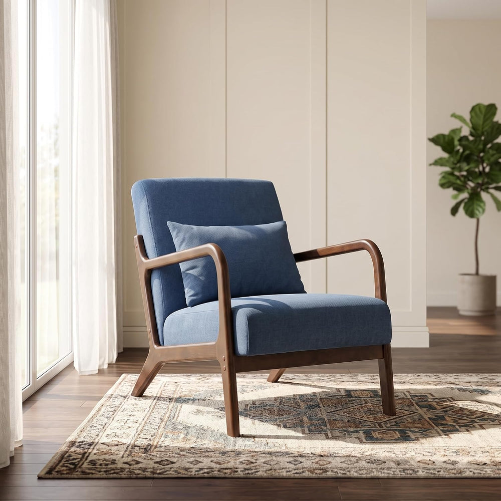 Komene Mid Century Modern Accent Chair Sitting Chair with Solid Wood Frame, U...
