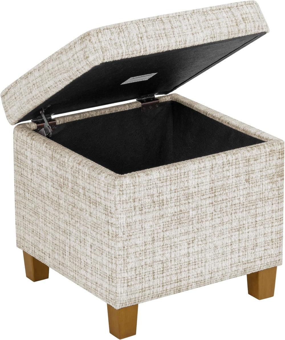 HomePop 18" Square Tufted Storage Ottoman - Cream Textural Woven