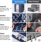 WISELIFE Storage Bags 4 Pack/100L Large Blanket Clothes Organization and Storage Containers for Comforters,Bedding, Foldable Organizer with Reinforced Handle, Clear Window, Sturdy Zippers,Blue
