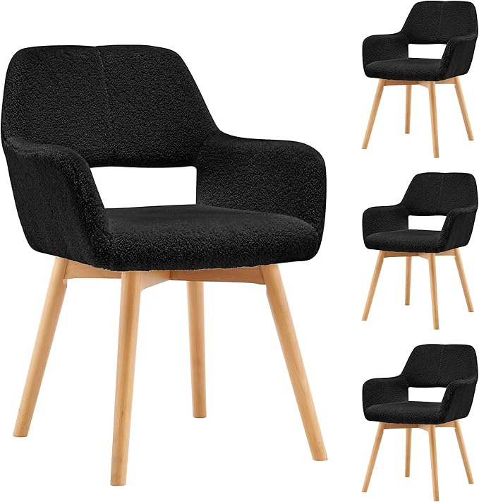 Mid Century Modern Dining Chairs Set of 4 & 2 & 6 Comfy Accent Chair ...