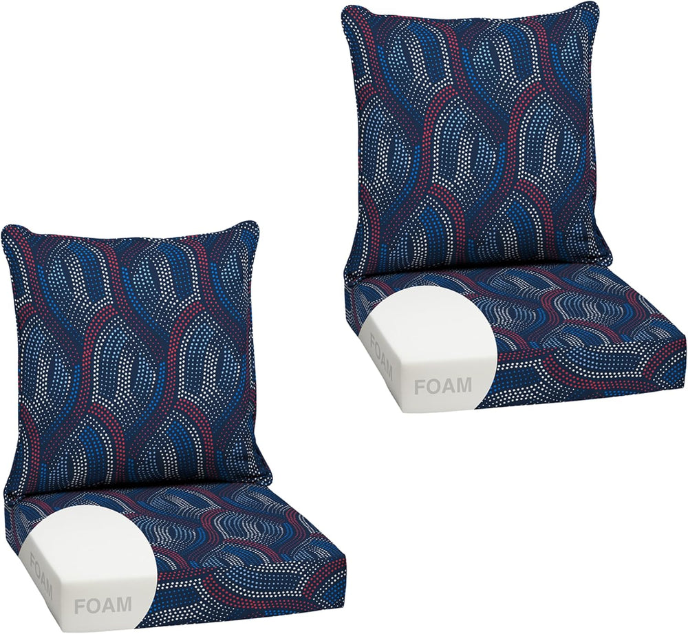 Arden Outdoor Deep Seat Cushion Set, Foam, 24x24, Sapphire Liberty Mosaic