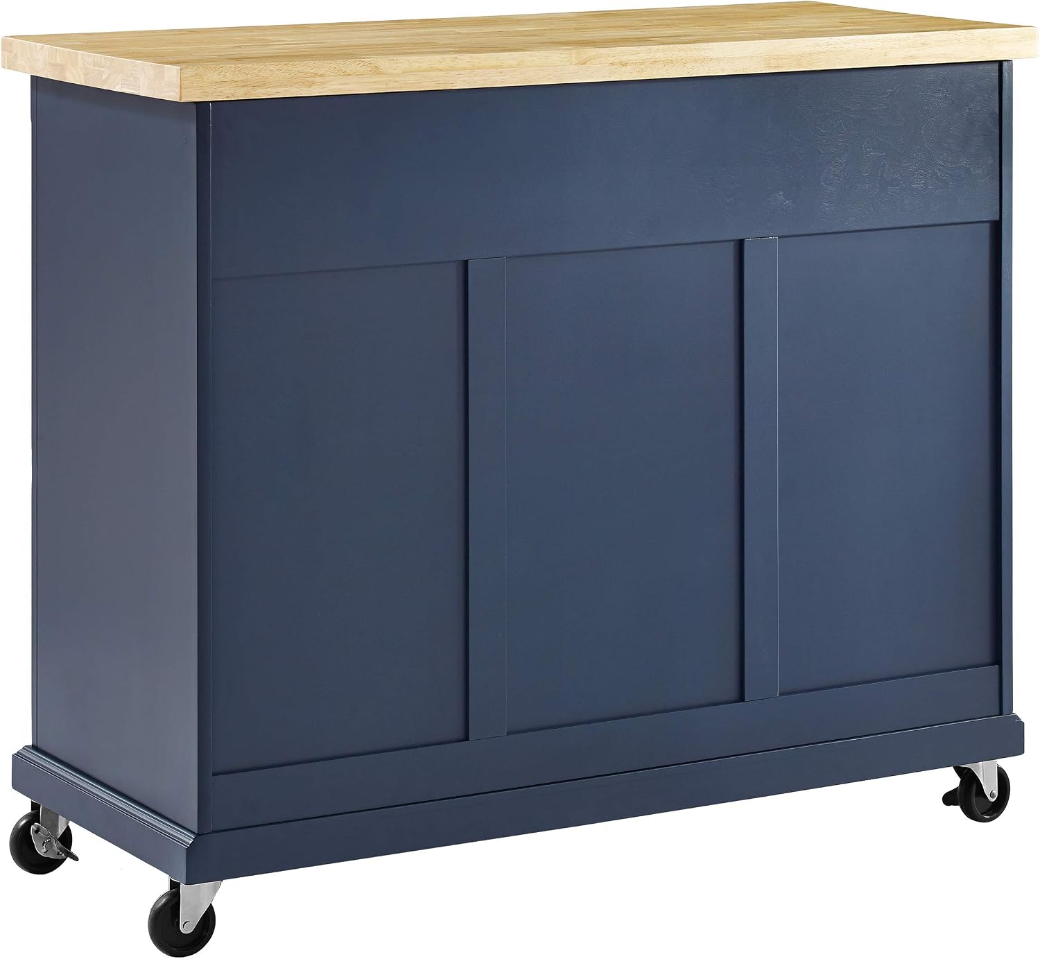 Crosley Furniture Madison Madison Rolling Kitchen Island Cart, Microwave Stand, Coffee Bar, with Shelves and Drawers, Navy
