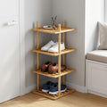 4-Tier Vertical Shoe Rack - Tall Narrow Shoe Rack Organizer for Small Spaces,Bamboo Shoen Shelf for Entryway,Closet,Corner,Doorway,Skinny Shoe Shelf Space Saving Shoe Storage (Natural, 4-Tier)