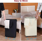 efluky Slim Rolling Laundry Basket for Clothes, Bedroom & Dorm (Black, 75L)
