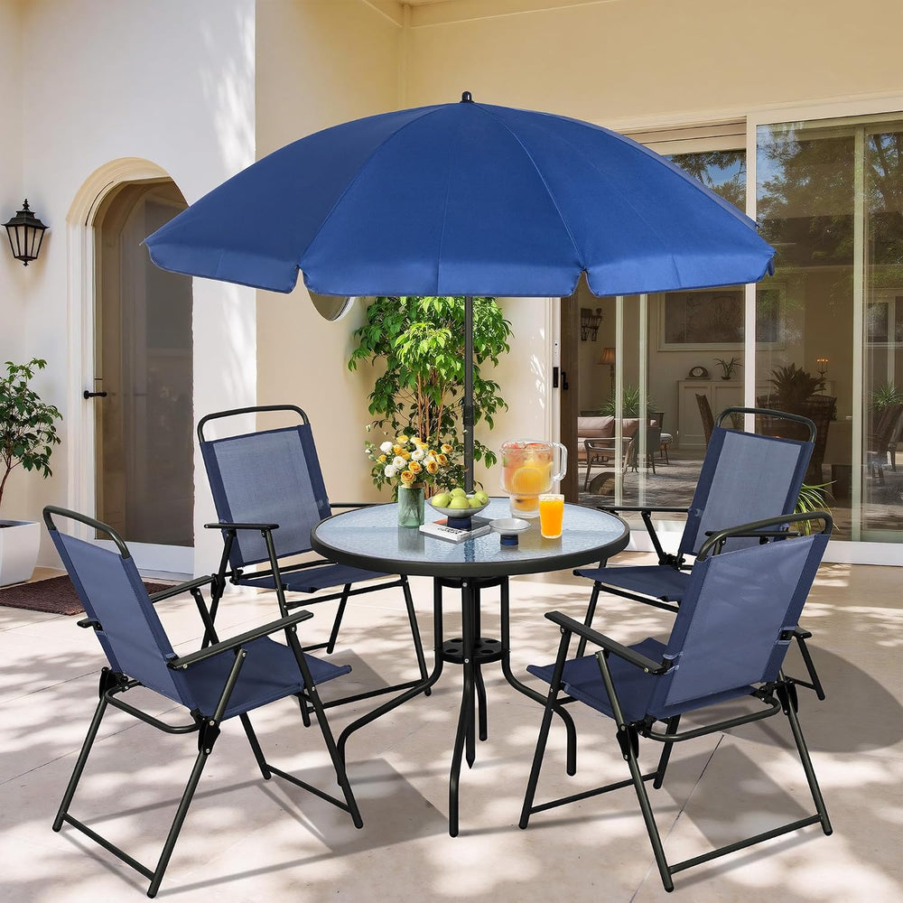 Vongrasig 6 Pieces Folding Patio Dining Set, All Weather Small Metal Outdoor ...