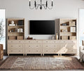 WAMPAT Entertainment Center with Bookshelves for TVs up to 75", Farmhouse Wall Unit TV Stand with Drawers, Media Console Table for Living Room, Bedroom & Home Theater, Light Oak
