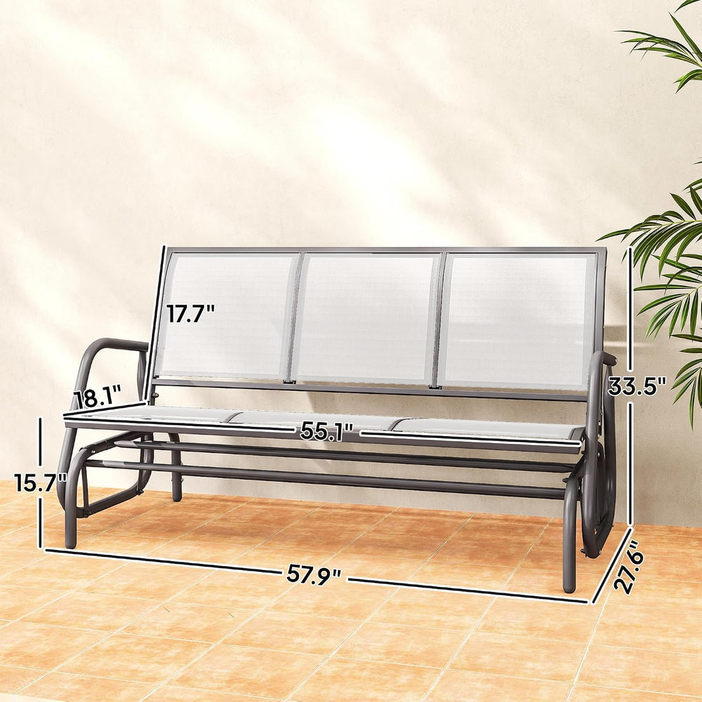 Outsunny 3-Person Patio Glider Bench Outside 3 Seats Cream White