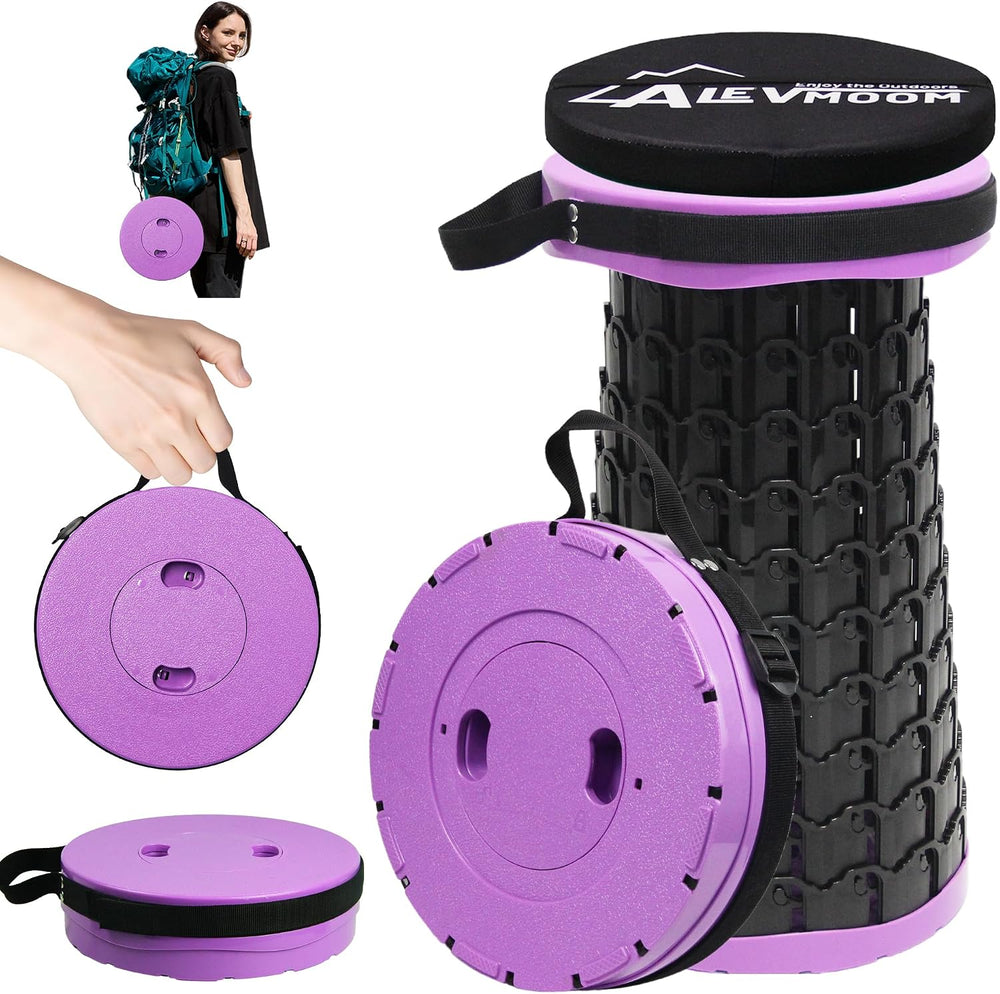 ALEVMOOM 2026 Collapsible Stool with Thick Cushion, H18.1 D10.24 Portable Tel...