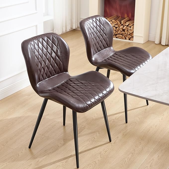 Dining Chair, Comfy Modern Dining Chairs with Thick Cushions, Upholstered Fau...