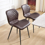 Dining Chairs Set of 8, Comfy Modern Dining Chairs with Thick Cushions, Upholstered Faux Leather Kitchen Side Chairs with Adjustable Metal Legs for Dining Room (Coffee)