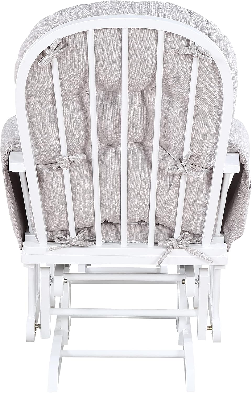 Glider and Ottoman White Wood and Woven Gray Fabric